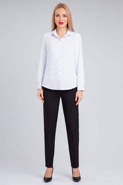 Рубашка приталенного силуэта из хлопка с отложным воротником IVARI 421/1 белый_горошек - фото 5