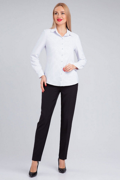 Рубашка приталенного силуэта из хлопка с отложным воротником IVARI 421/1 белый_горошек - фото 4