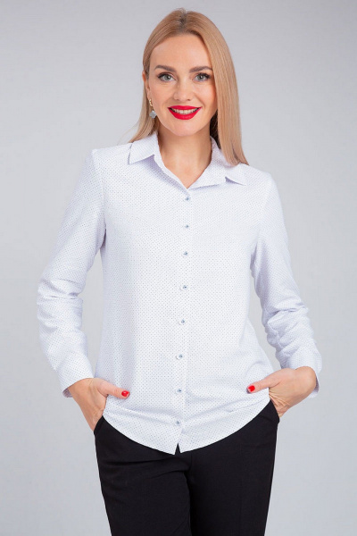 Рубашка приталенного силуэта из хлопка с отложным воротником IVARI 421/1 белый_горошек - фото 3