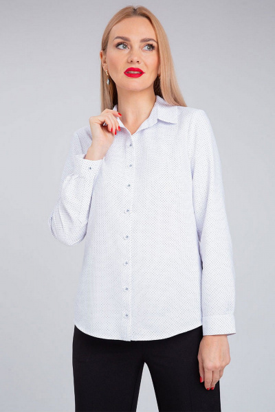 Рубашка приталенного силуэта из хлопка с отложным воротником IVARI 421/1 белый_горошек - фото 2