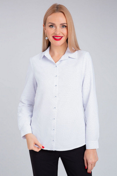 Рубашка приталенного силуэта из хлопка с отложным воротником IVARI 421/1 белый_горошек - фото 1