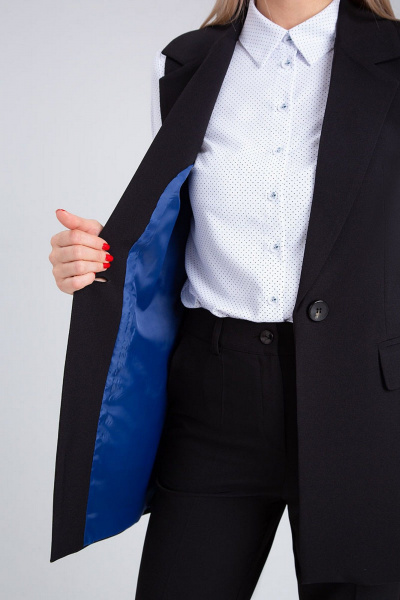 Деловой костюм-двойка из костюмного текстиля с зауженными брюками IVARI 20403/1 черный - фото 15