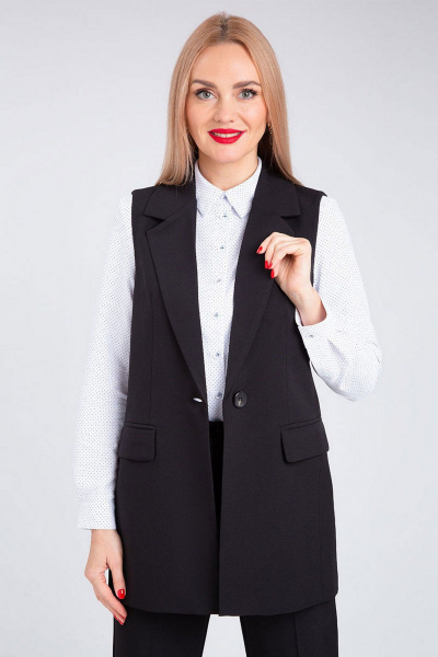Деловой костюм-двойка из костюмного текстиля с зауженными брюками IVARI 20403/1 черный - фото 13
