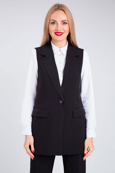 Деловой костюм-двойка из костюмного текстиля с зауженными брюками IVARI 20403/1 черный - фото 12