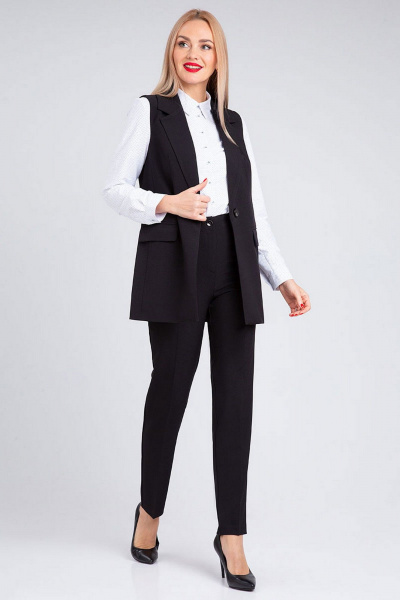 Деловой костюм-двойка из костюмного текстиля с зауженными брюками IVARI 20403/1 черный - фото 3