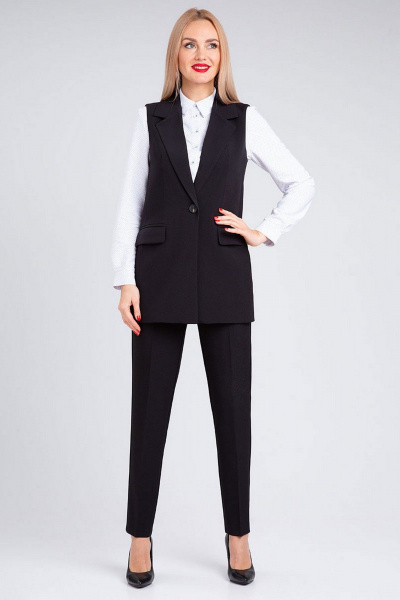 Деловой костюм-двойка из костюмного текстиля с зауженными брюками IVARI 20403/1 черный - фото 2