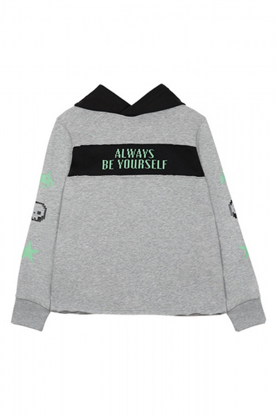 Демисезонный худи из трикотажа с принтом и полосой Bell Bimbo 192167 св.серый меланж - фото 3