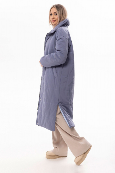 Демисезонное синее утепленное пальто с поясом Golden Valley 7138 синий - фото 4