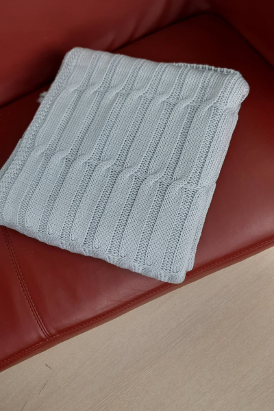 Качественный вязаный серый плед в объемной вязке косы Romgil РВ0064-АК6 светло-серый - фото 4