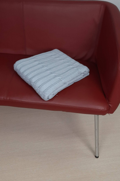 Качественный вязаный серый плед в объемной вязке косы Romgil РВ0064-АК6 светло-серый - фото 3