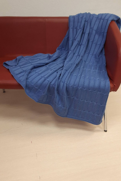 Синий вязаный трикотажный плед для любого сезона Romgil РВ0065-АК6 королевский_синий - фото 2