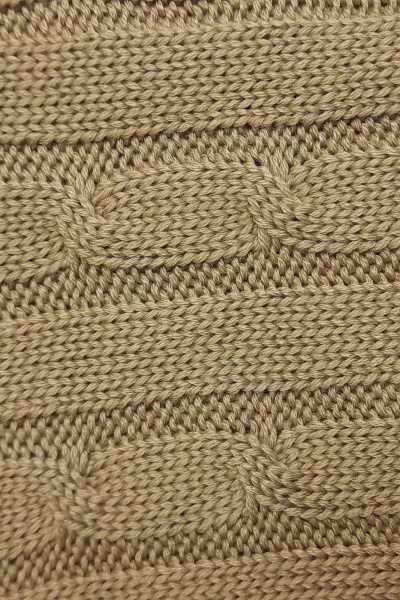 Бежевый крупногабаритный плед в вязке косы для уюта и комфорта Romgil РВ0069-ШЕ6 кремовый_капучино - фото 2