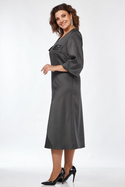Серое демисезонное платье с вырезом В и талиевыми деталями Matini 3.1675 - фото 6