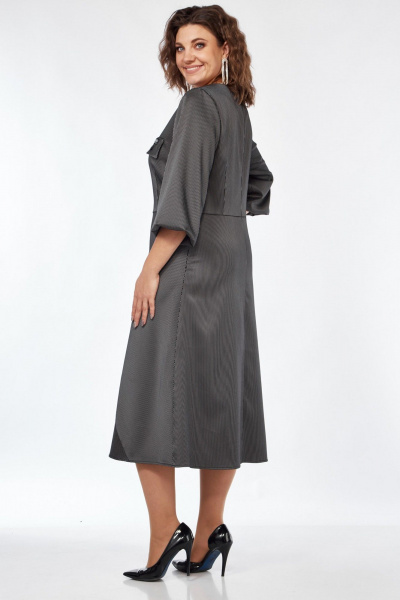 Серое демисезонное платье с вырезом В и талиевыми деталями Matini 3.1675 - фото 4