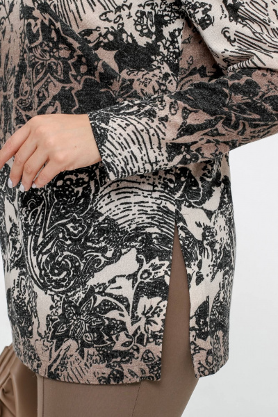 Джемпер женский приталенный из набивной ангора для демисезона La rouge 3331 беж-набивной - фото 6