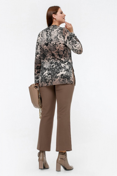 Джемпер женский приталенный из набивной ангора для демисезона La rouge 3331 беж-набивной - фото 4