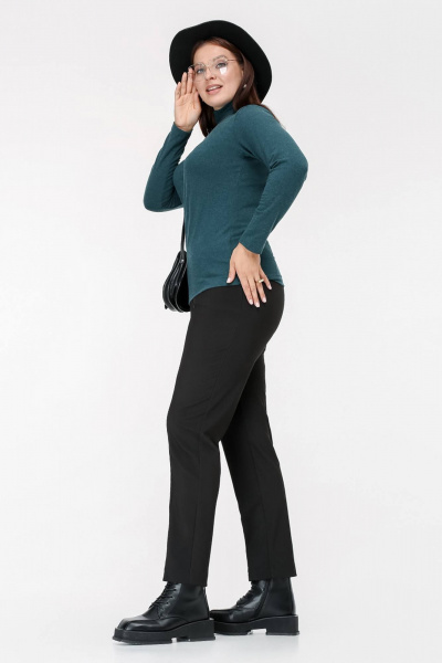 Женская демисезонная водолазка из вискозы с воротником-стойкой La rouge 38975 темный-изумруд - фото 4