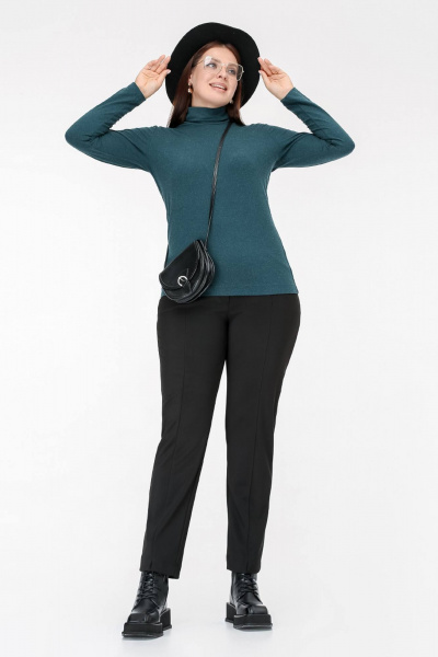 Женская демисезонная водолазка из вискозы с воротником-стойкой La rouge 38975 темный-изумруд - фото 3