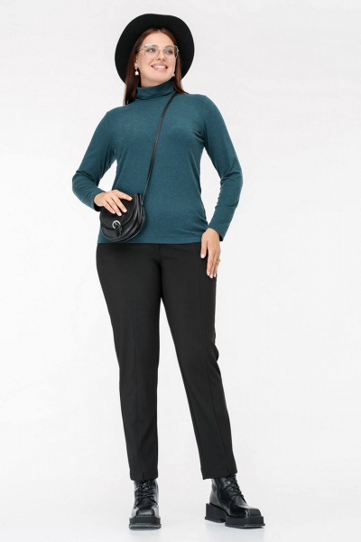 Женская демисезонная водолазка из вискозы с воротником-стойкой La rouge 38975 темный-изумруд - фото 2