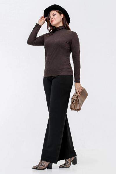 Демисезонная водолазка из вискозы с воротником-стойкой для комфортной носки La rouge 38975 шоколад - фото 3