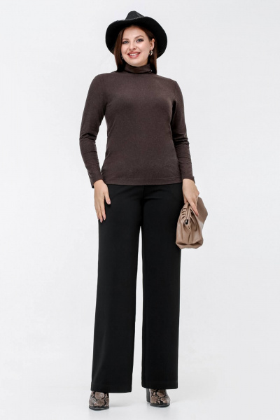 Демисезонная водолазка из вискозы с воротником-стойкой для комфортной носки La rouge 38975 шоколад - фото 2