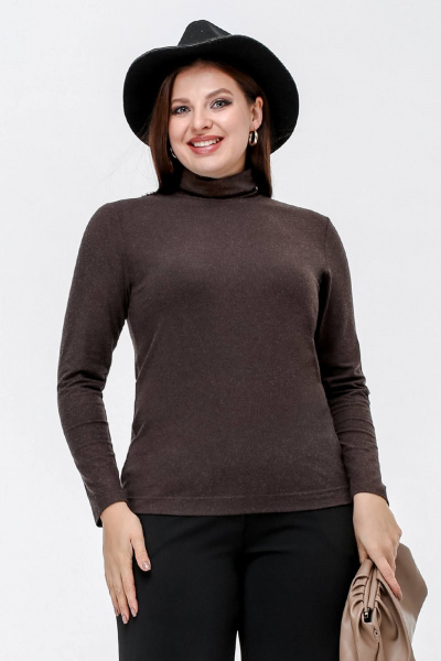 Демисезонная водолазка из вискозы с воротником-стойкой для комфортной носки La rouge 38975 шоколад - фото 1