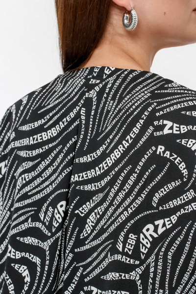 Демисезонная свободная блузка с вставками из сатина La rouge 6269 черный-(зебра) - фото 8