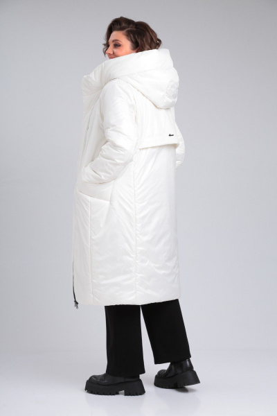 Демисезонное оверсайз пальто с асимметричной застёжкой-молнией Диомант 1935 белый - фото 6