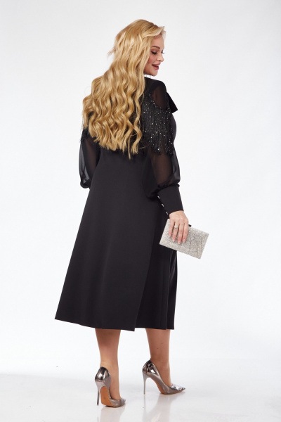 Черное платье с вырезом и бахромой на плечах Pretty 5102 черный - фото 7