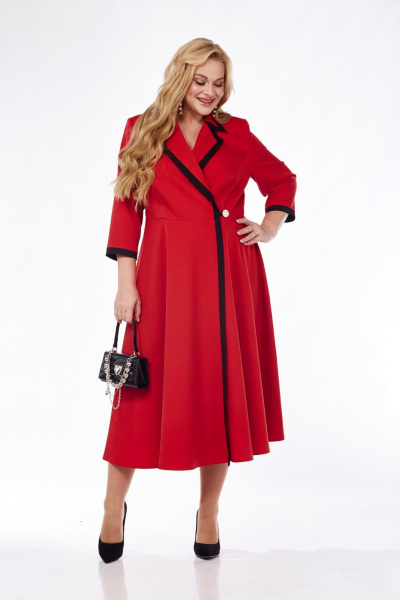 Красное платье с вырезом и расширенной низом Pretty 5103 красный - фото 2
