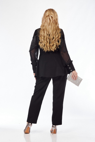 Комплект-двойка из жакета с баской и узкими брюками Pretty 5110 черный - фото 6