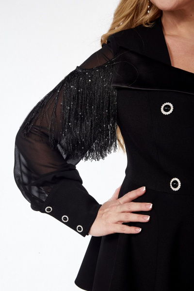 Комплект-двойка из жакета с баской и узкими брюками Pretty 5110 черный - фото 4