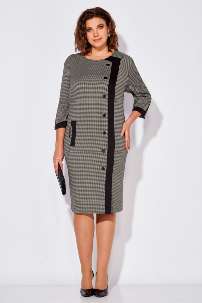 Платье Tellura-L 1708 серо-беж/коричневый - фото 2
