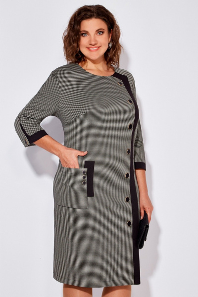 Платье Tellura-L 1708 серо-беж/коричневый - фото 3