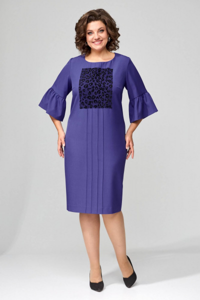 Платье фиолетовое полуприлегающего силуэта с воланом Надин-Н 2127 - фото 1