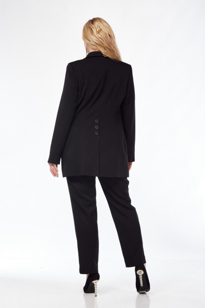 Длинный черный жакет с рельефами и отделкой из ткани Pretty 5115 черный - фото 7