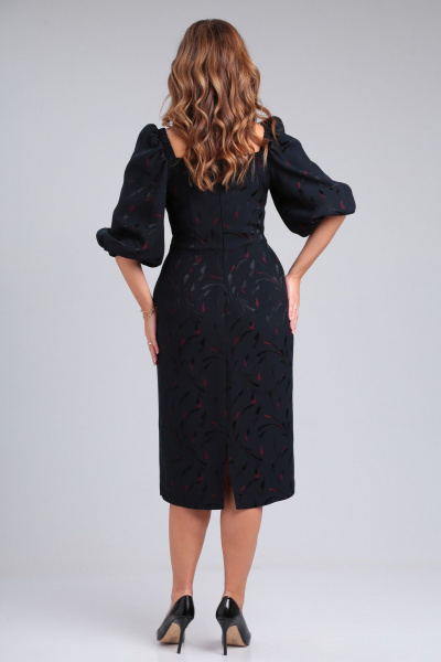 Синее коктейльное платье из костюмной ткани с рельефами ANIDEN 936 - фото 8