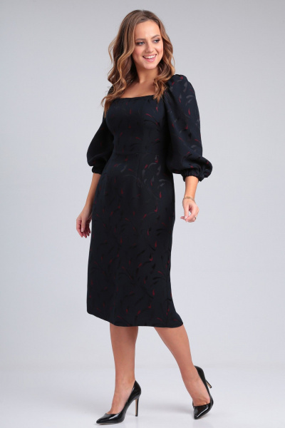 Синее коктейльное платье из костюмной ткани с рельефами ANIDEN 936 - фото 1