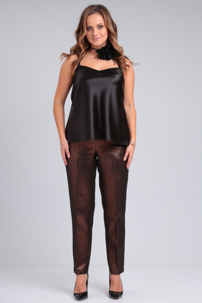 Блестящие брюки и топ из атласа для праздника Angelina & Сompany 939 - фото 1
