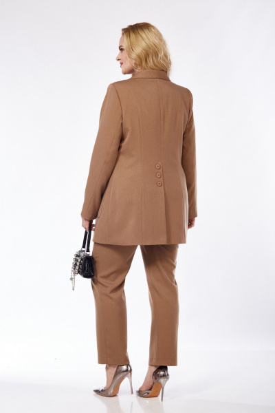 Зауженные брюки и жакет комплект из шерсти и текстиля Pretty 5117 бежевый - фото 4
