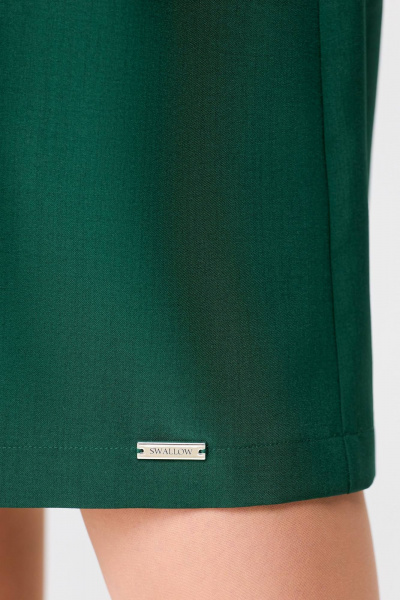 Платье из плательной ткани с объемными рукавами и кокеткой Swallow 710 темный_изумруд - фото 13