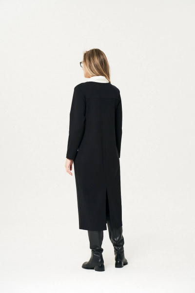 Трикотажное платье с вставками из экокожи Koketka i K 1110 черный+белый - фото 4