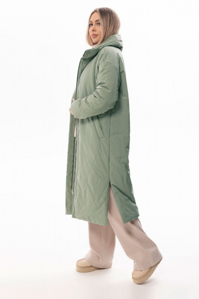 Пальто прямое демисезонное утепленное на каждый день Golden Valley 7138 зеленый - фото 4
