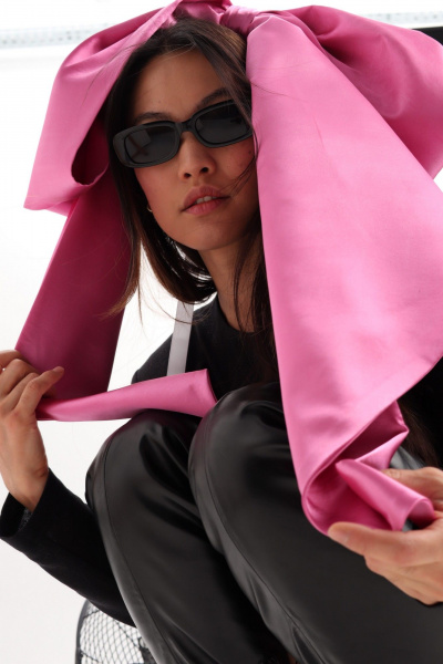 Розовая блузка-бантик в стиле нарядного образа BURO 1137 - фото 7