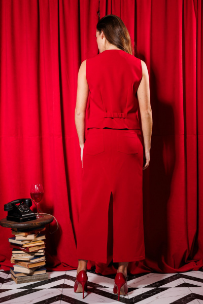 Жилет, юбка NikVa 443 алый - фото 2