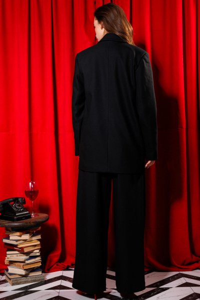 Жакет прямой силуэт на подкладке с нагрудным карманом NikVa 440-1 черный - фото 2