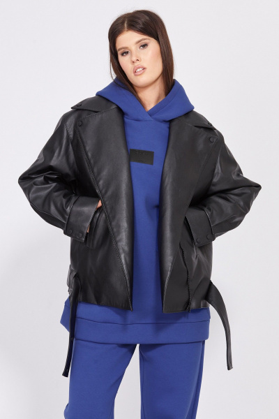 Куртка экокожа утепленная с застежкой на молнию EOLA 2444 черный - фото 6