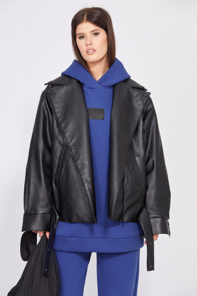 Куртка экокожа утепленная с застежкой на молнию EOLA 2444 черный - фото 3