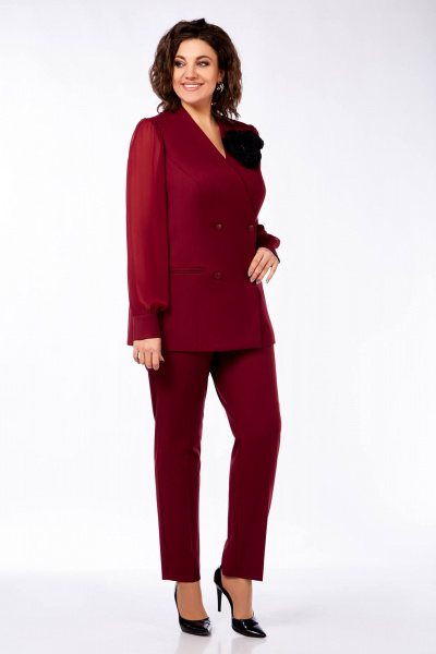Брюки, жакет Ольга Стиль С-830 бордовый - фото 4