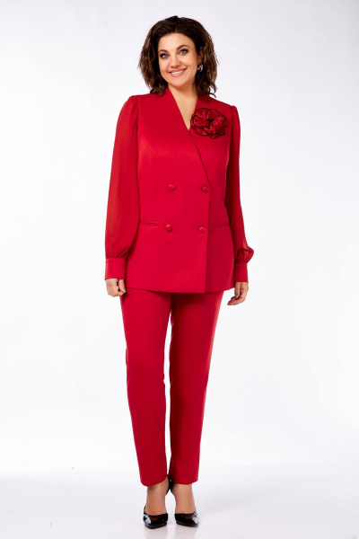 Брюки, жакет Ольга Стиль С-830 красный - фото 4